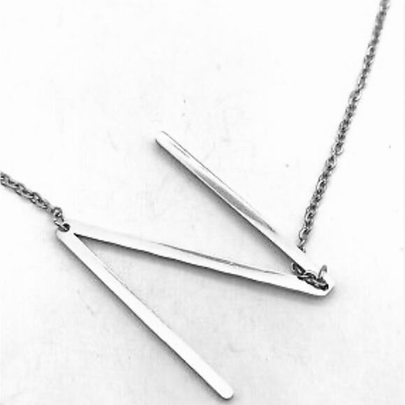 Diagonal N Initial Necklace - Picture 2 of 2